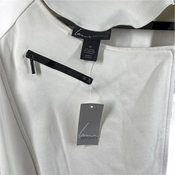 Lane Bryant Jacket 20 White Black Bomber Zipper - Picture 8 of 9